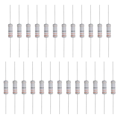 Image of sourcing map 25 Pcs 33 Ohm Resistor, 3 Watts 5% Tolerance Metal Oxide Film Resistor Axial Lead, Flame Proof for DIY Electronic Projects Circuits Experiments