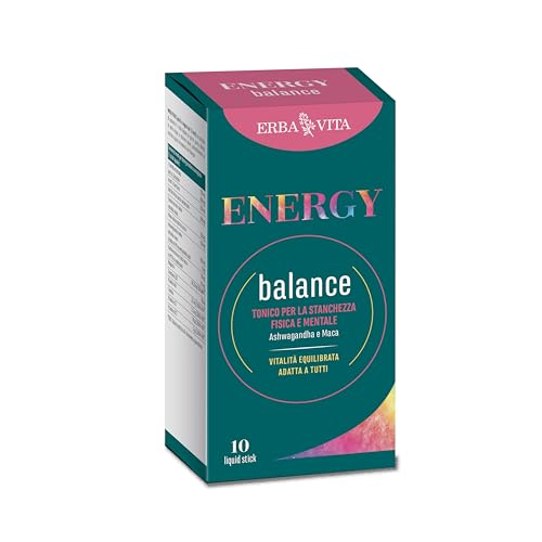 ERBA VITA Energy Balance integratore alimentare a base di Ashwagandha e Maca ideale nei periodi di stanchezza fisica e mentale, 10 stick