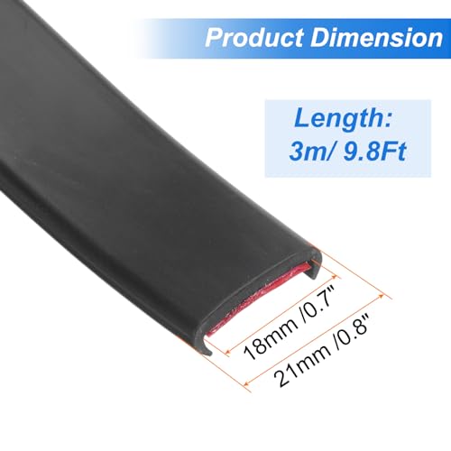 Image of uxcell U-Shape Edge Banding, 9.8ft x 18mm TPE Self-Adhesive Veneer Edging, Plywood Edge Trim Flexible Furniture Edge Protector for Countertop Cabinet Shelf Repair Restoration (Black)