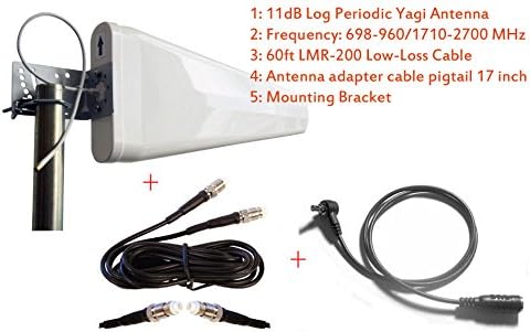External yagi Antenna for Verizon Jetpack 4G LTE Mobile Hotspot AC791L NETGEAR AirCard 791S 791L 11DB w/ 60ft Low-Loss Cable Wide Band Log Periodic Directional Aerial 3G 4G LTE