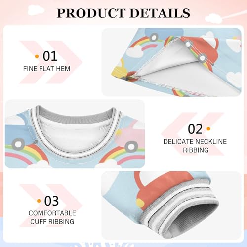 Car on Rainbow Girls Dresses Long Sleeve Sweatshirt Dress for Girls Winter Toddler Casual A Line Dresses Size 2-8T3