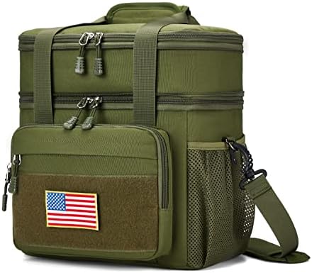 holuxer Large Expandable Tactical Lunch Box for Men And Womens , Durable Insulated Leakproof Lunch Bag, Heavy Duty Cooler Bag for Work Outdoor Picnic Travel Office Adults, Army Green, 15L