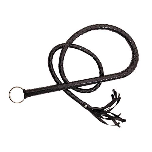 Calidaka Faux Leather Black Whip Costume Whip Handmade Bullwhip, Whip Costume Accessory Horse Riding Crops Equestrianism Whips For Stage Performance Racing Cosplay Costume Accessories #TOP1