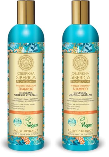 Champú de Oblepikha Para Cabello Normal y Seco Con Espino Cerval De Mar - Nutrición Profunda y Protección del Cuero Cabelludo Sensible - 400 ml (Paquete de 2)