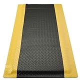 tonchean Anti-Ermüdungsmatte 60 x 182 cm Arbeitsplatzmatte Ergonomische Arbeitsmatte PVC Schaum Fußmatten für Garagenwerkbank, Schwarz-Gelb