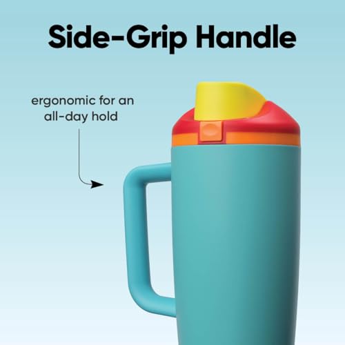 Image of Owala FreeSip Tumbler Insulated Stainless Steel Water Bottle with Built-in Straw and Side Handle, For Travel, Work, School, and Sports, 40oz, BPA Free, Leak Proof, Summer Sweetness