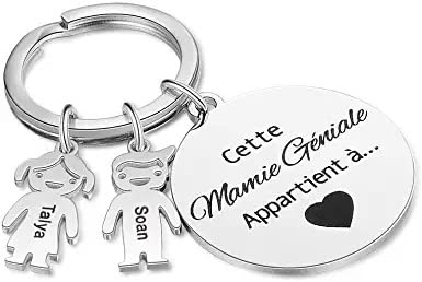 Luigi Personalized Keychain for Men Women with 1-6 Children Charms Custom Keyring Family Keychain Engraved Gifts for Mom Father Birthday