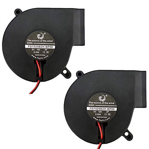 FZVAN 75mm 2Packs DC 12V 5V 75X75X25mm Radial Turbine Small Centrifugal Blower Fan