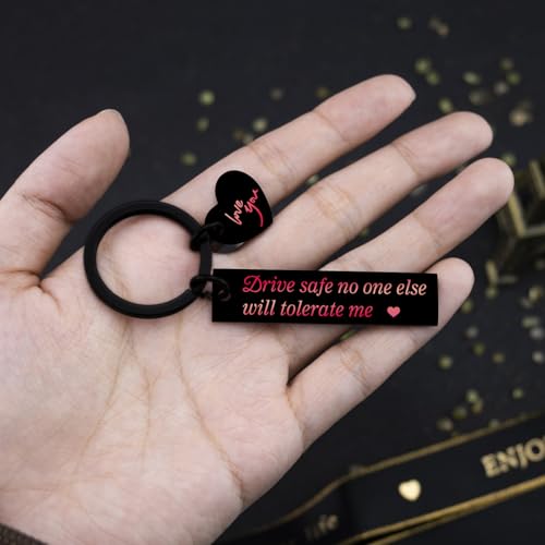 Image of isiyu Fathers Gifts Drive Safe Keychain for Him Birthday Gifts for Husband Love Gift for Wife Girlfriend Men Keychain from Family I Love You Unique Gift