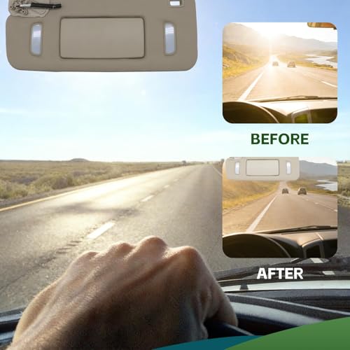 Yunnergo Gray Sun Visor Driver Left Side W/Light Compatible with Suburban 1500 2500 Tahoe Sierra Yukon XL Escalade 2007-2014 22850306 22850310 by Yunnergo - Image 6
