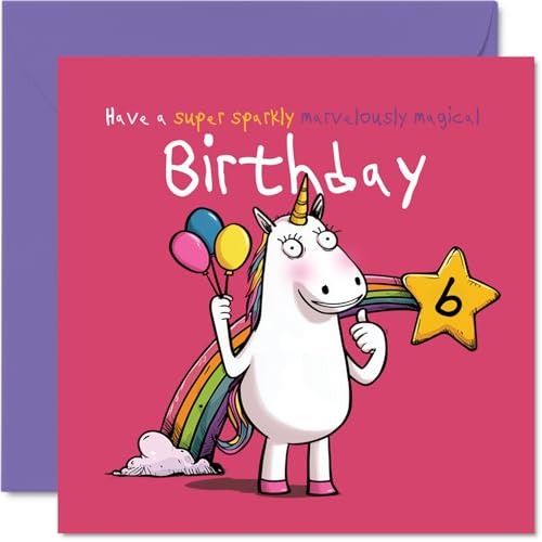 Carte anniversaire 6 ans fille scintillante
