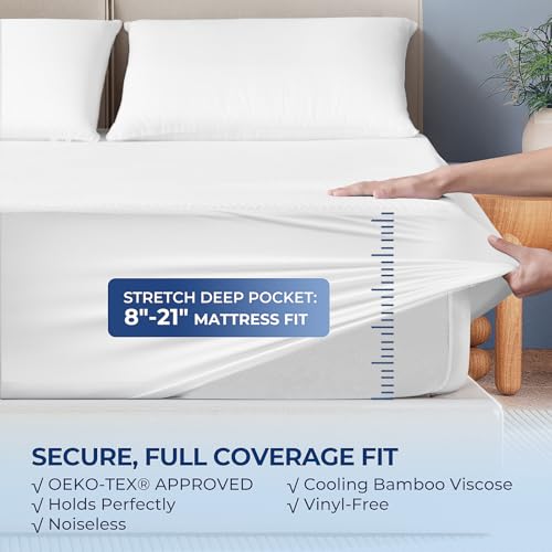 TASTELIFE Queen Size Bed Mattress Protector, Waterproof & Breathable Cooling Mattress Cover & Pad, Deep Pocket Fits 8-21”, Ultra-Soft Washable Sheet Protection by TASTELIFE - Image 6