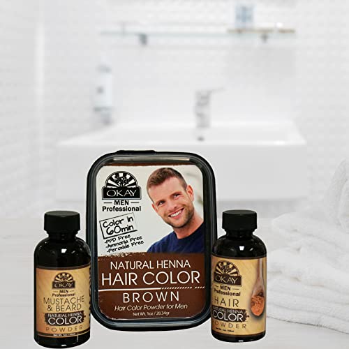 Okay Cor de cabelo de henna masculina, marrom, 59 g (OKAY-MENHHBRW2)