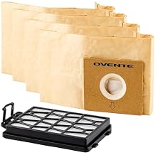 OVENTE Replacement Dust Bags + 1 Filter for ST1600B, Disposable Cleaning Bag Pack of 4 Compatible with Zing Canister Vacuum Series, Perfect Bundle Set for Efficient Cleanup, ACPST16041