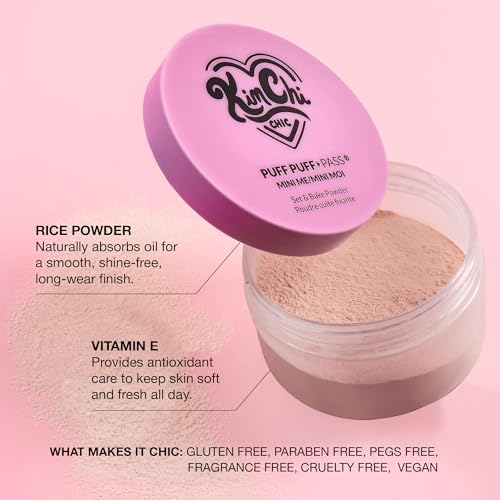 Image of KimChiChic Beauty Mini Me Puff Puff Pass Set and Bake Setting Powder for Makeup, Soft Natural Face Makeup for Uneven Skin Tone, 0.17oz, 02 Banana