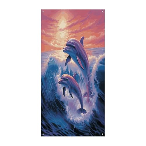 Bannière dauphins pour porte d'entrée pour animer vos soirées d'été et terrasses