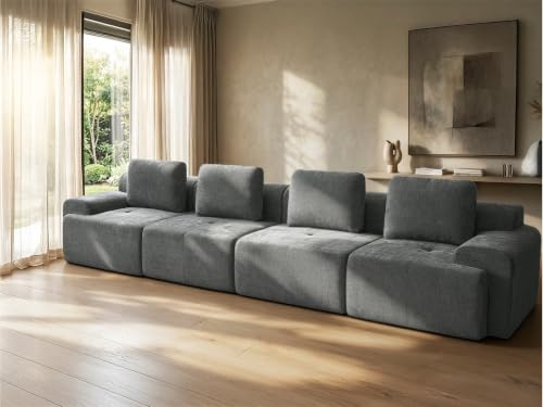 Image of 159 inch Oversized Boneless Couch, Comfort Cloud Sectional Couches for Living Room, Modular Sofa High Back & Extra Deep Seat, No Assembly, Soft Chenille Fabric (Dark Grey, 159 inch-(4+0))