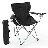Chaises de camping pliantes noires : trouvez un endroit pour vous asseoir et reposer vos jambes confortablement dans la nature, ou lors de tout événement en plein air avec notre chaise de camping pliante