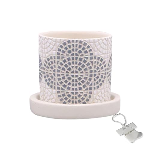 J-kitchens Select 置物 花瓶 陶器 植木鉢 フラワー タイル デザイン ポット A-S グレー Φ7xH6.5cm オリジナルタグ付 P-564525