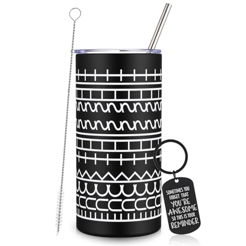 Geiserailie 16 oz Funny Message Tumbler with Motivational Keychain (Black)