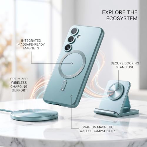 Image of amazon basics Premium Mag-Safe Case for Samsung Galaxy A54 5G | Shockproof & Anti-Scratch Cover | Soft Silicone with Wireless Charging | Camera Lens Guard - Blue