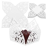 UKCOCO 50 pezzi Scatole Portaconfetti Bianche con Design Intagliato Elegante Contenitori Decorativi per Cioccolatini Tartufi e Biscotti per Bomboniere Matrimonio e Feste