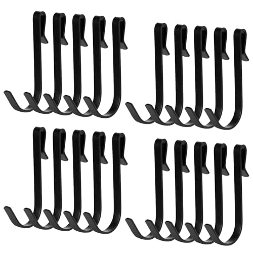 Alrhso 20 Pieces J Hooks for Hanging Black Hanger Clip-on J Hook Stainless Steel Wire Rack Hooks Wire Shelf Hook for Bedroom Kitchen Office
