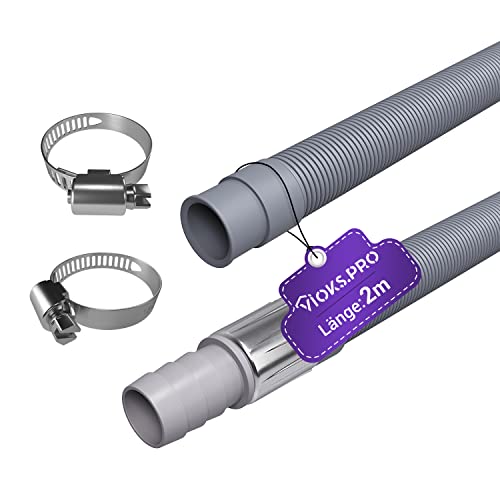 Vioks.pro Ablaufschlauch Verlängerung 2 m für Abwasserschlauch Waschmaschine, Ablaufschlauch Waschmaschine und Abwasserschlauch Spülmaschine