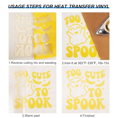 Image of FUNKAKA Glitter Fluorescent Gold HTV Heat Transfer Vinyl Rolls, 12 inch x 10ft PU Iron on Vinyl for T-Shirts, Glitter HTV Vinyl for All Cutter Machines Easy to Cut & Weed for DIY Design