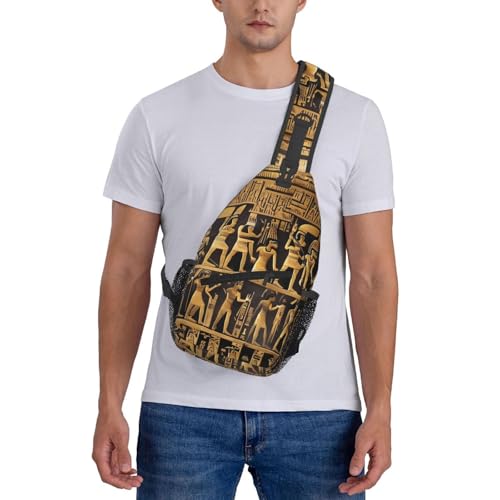 Bolso Crossbody Sling con diseño de jeroglíficos egipcios negro miniatura 7