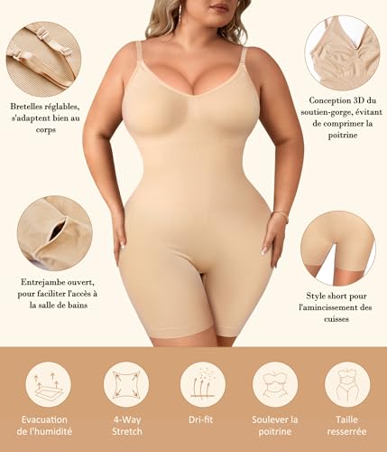 Bafully Body Gainant Femme Ventre Plat Invisible Gaine Amincissante Sculptant Shapewear Bodysuit Combinaison Sans Couture – vue 3