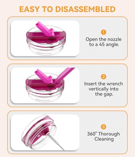 Miniatura 6 de Cloudvalley 2 Unidades Tapa Prueba Fugas Para Stanley Cup 30 Oz Accesorios, Anti Goteo Reemplazo Con Paja Plegable, Desmontable Y Fácil De Limpiar Cover Protección Reutilizable De Pc Prueba, Rosa