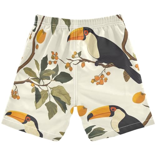 Boys Beach Board Shorts Tiger Skin Parrot Bird Swim Trunk Teen Swimwear2
