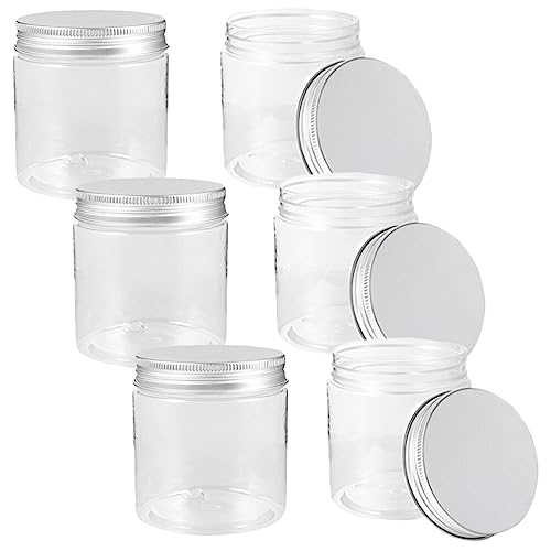MAGICLULU Mini Reusable Reusable Reusable Jars 6 Pack 8.5Oz Portable Food Storage Containers with Clear Wide Mouth and Silver Aluminum Lids for Jam Honey Candy Dry Goods