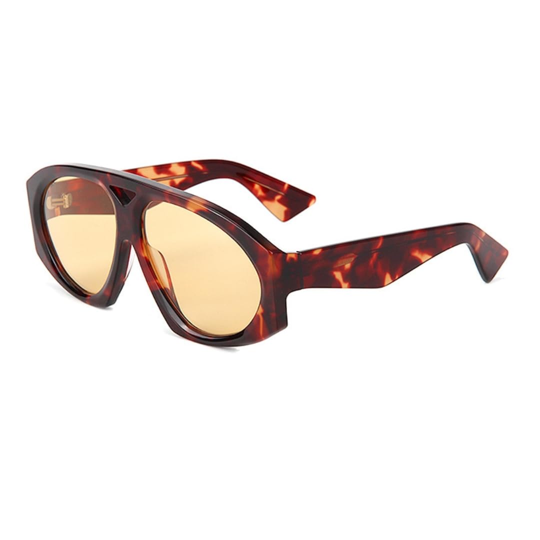 Lunettes de soleil rétro à double verre, monture large en acétate épais, style rétro