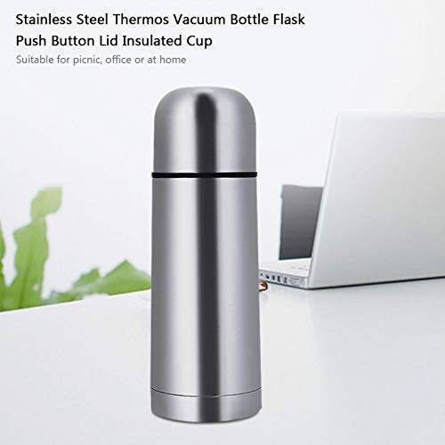 Stainless Steel Thermos Cup, Vacuum Insulated Water Bottle Flask Push Button Lid Insulated Cup for Biking Backpack Camping Office or Car Tea Coffee Iced Drinks(500ML) - Image 2
