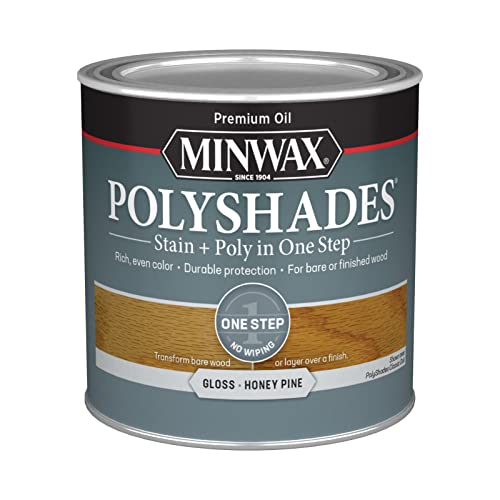 Minwax PolyShades Wood Stain + Polyurethane Finish – ½ Pint, Honey Pine, Gloss
