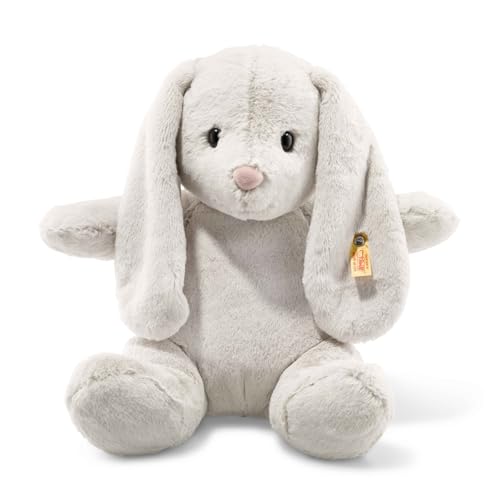 Steiff Hoppie Rabbit: Premium 15" Stuffed Animal Toy, Soft Cuddly Friends for Girls, Boys & Kids (Light Grey)
