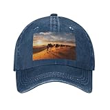 POEZJZW Casquette de baseball à motif caravane de chameaux pour homme et femme   Chapeau de cowboy réglable   Chapeaux de soleil unisexes   Noir, bleu marine, Taille unique