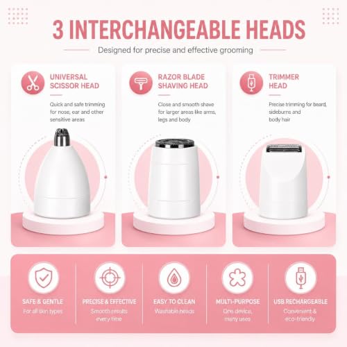 Image of Women's Trimmer for Bikini, Face & Body Hair Removal Eyebrow Trimmer for Woman || 120Min Runtime || Facial Hair Remover for Face, Underarms, Nose, Intimate Areas, Arms, Legs Travel Friendly R4
