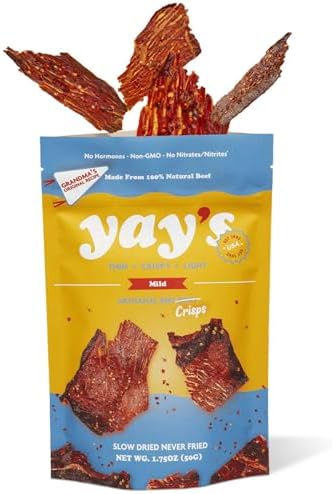 Yay's Snacks Mild Beef Jerky Crisps, High Protein Snacks, 1 Pack (1.75 Oz)