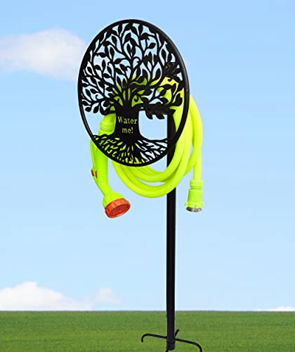 Garden Hose Holder Tree Life - Outdoor Hose Hanger Freestanding - Metal Hose Reel Wall Monted For Outside, Tree Of Life Metal Décor #TOP4