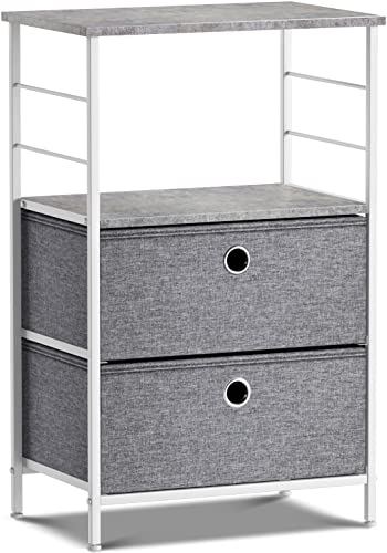 Sorbus Nightstand 2-Drawer Shelf Storage - Bedside Furniture & End Table Chest Dresser With Steel Frame, Wood Top & Easy Pull Fabric Bins For Home, Bedroom, Closets, Bathroom, Office & College Dorm #TOP6