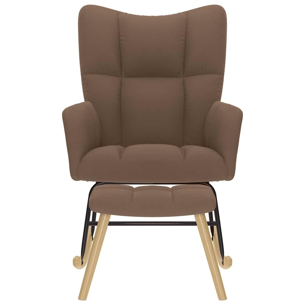 Mecedora con reposapiés de tela marrón, sillón de lactancia, sillón mecedora, sillón de lectura, silla de relax, sillón moderno para salón, dormitorio, jardín, terraza