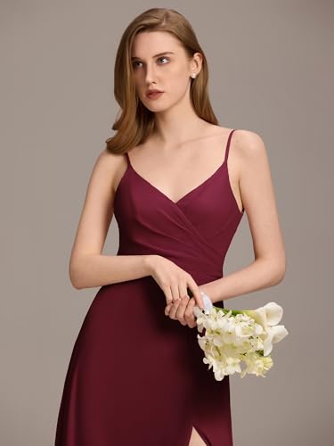Image of Ever-Pretty Women's Sexy Side Slit V Neck Spaghetti Straps Chiffon A Line Bridesmaid Dress 0128B-PH
