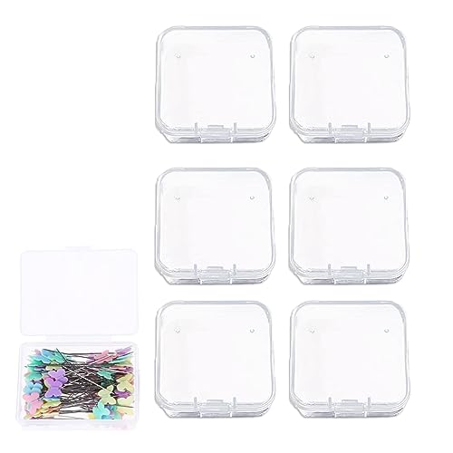 Gunwon 6pcs Square Clear Plastic Storage Containers Box with lids,Mini Clear Plastic Box for Items Pills Jewerlry Findings Tiny Bead,Hardware and Other Small Items Accessories(5.5x5.5cmx2cm)