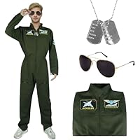 Kitimi Disfraz Hombre, Piloto Avión con Lentes de Sol y Placa de