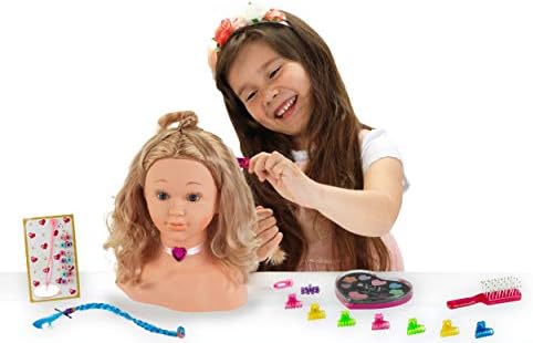 Theo Klein 5240 Princess Coralie Make-Up and Hairdressing Head "Sophia" I With Hair clips , Make - up and lots of further Accessories I for Children Aged 3 Years and up