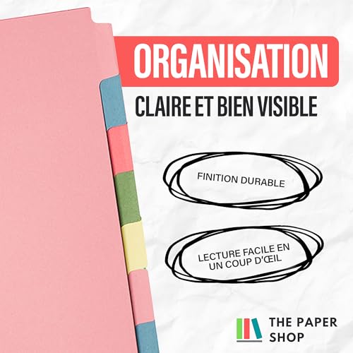 Intercalaires Classeur A4 Anti Déchirure en Carton Rigide de 150g