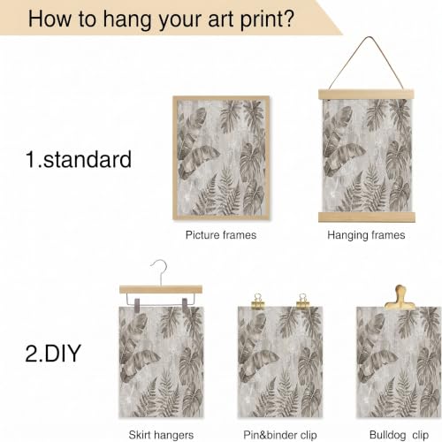 Póster de plantas tropicales grandes para decorar un dormitorio moderno con arte grunge 5